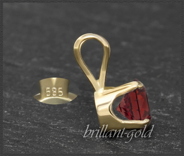 Anhänger 585 Gold Granat rot, 4,5,6,7mm